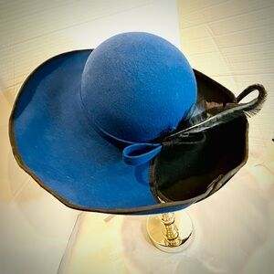 Saks 5th Avenue Vintage Adolfo II Royal Blue Wedding Guest Church Hat